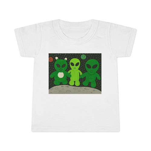 Alien Friends Toddler T-Shirt – Cute Green Aliens Space Design