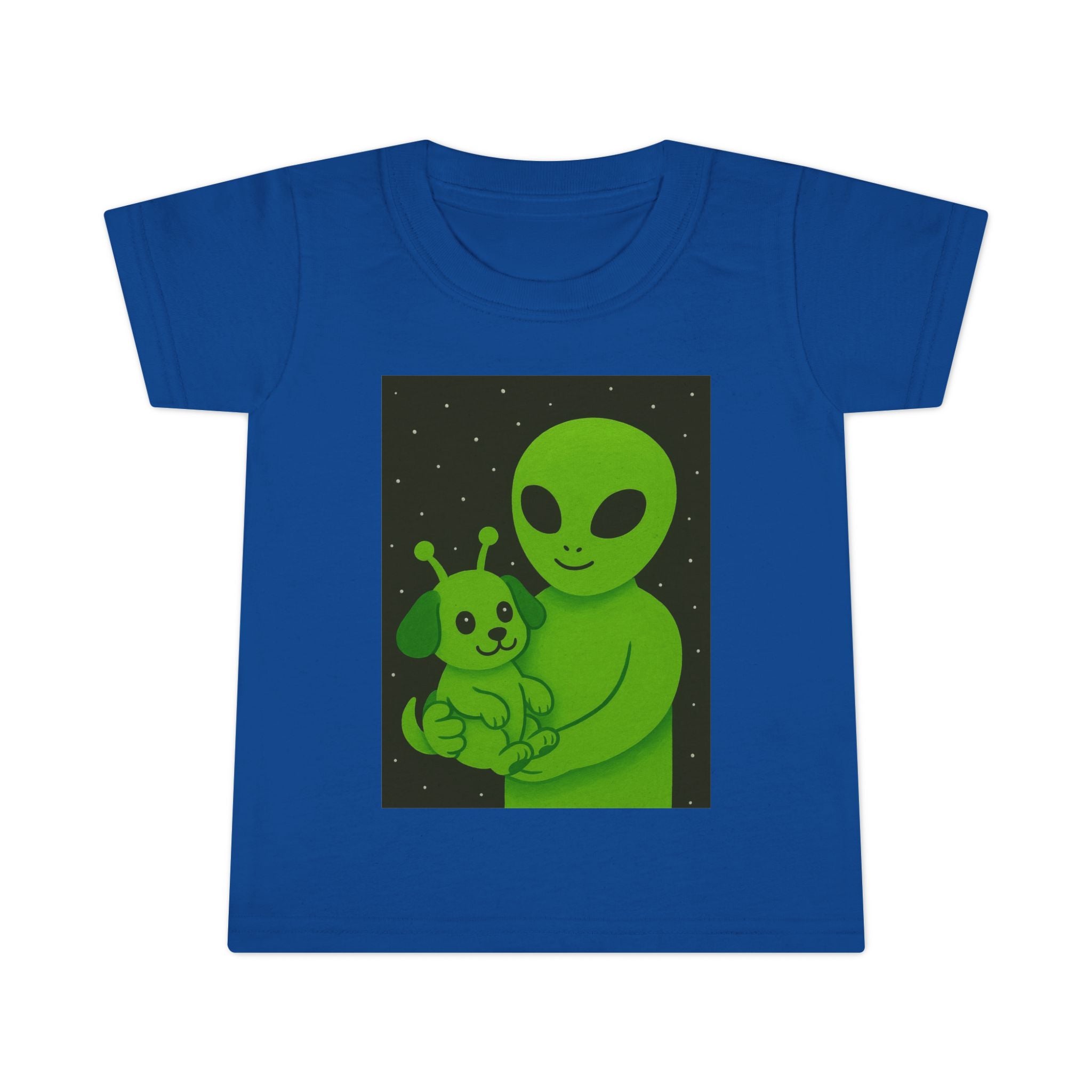 Alien Hug Toddler T-Shirt — Cute Green Alien Holding Alien Puppy Space Tee